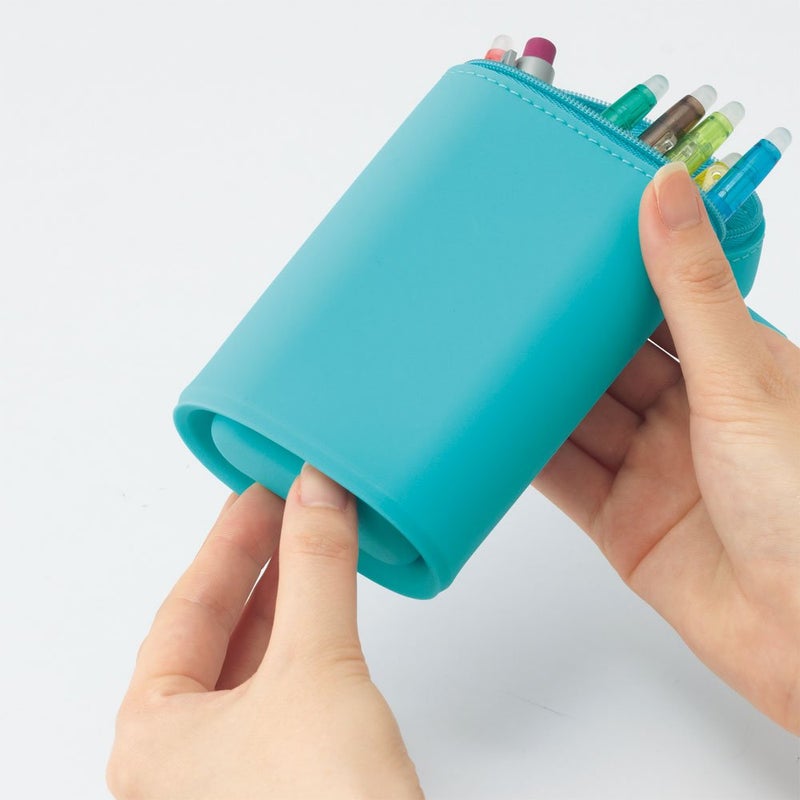 LIHITLAB LIHIT LAB A7694-14 Stand Pencil Case, Oval Type, Light Blue - Image 5